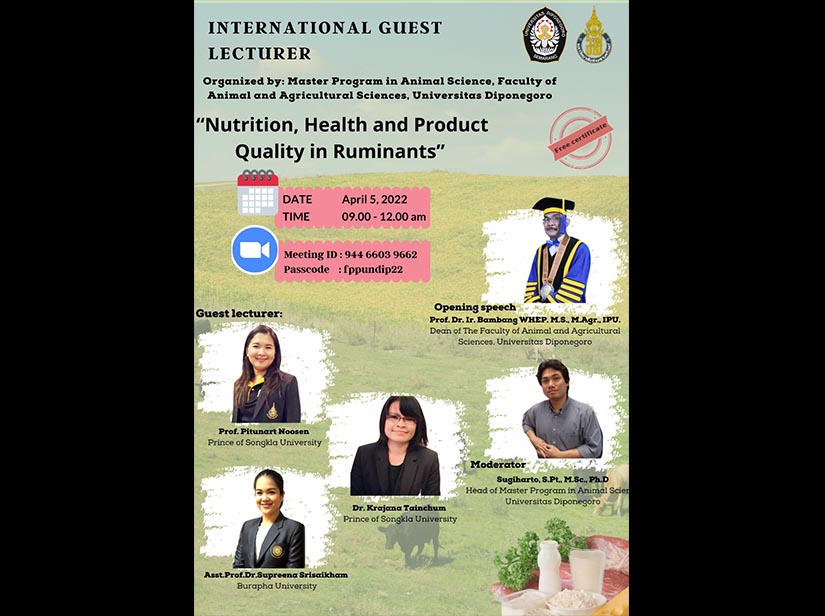 International Guest Lecture FPP UNDIP Bertema “Nutrition, Health and Product Quality in Ruminants”