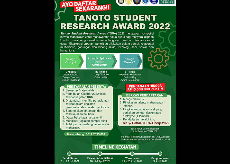 TANOTO STUDENT RESEARCH AWARD (TSRA) TAHUN 2022