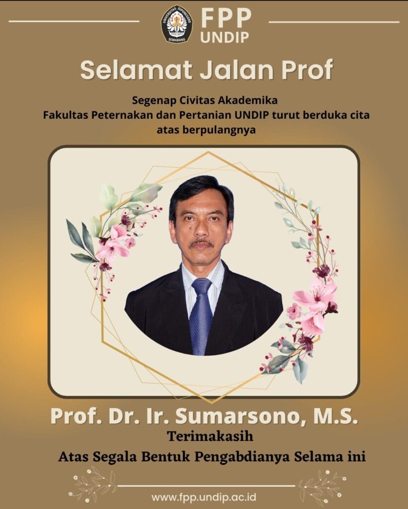 Prof. Sumarsono (Guru Besar FPP UNDIP) Tutup Usia