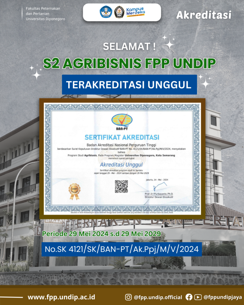 Akreditasi S2 Agribisnis FPP Undip