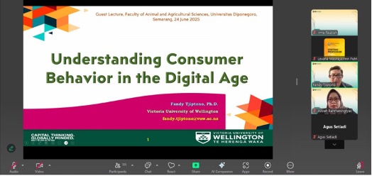 Undip and Victoria University Of Wellington (VUW) Connect Through a Virtual Visiting Professor Program on Digital Consumer Behavior